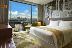 Một phòng khách sạn được bố trí làm nơi cách ly tập trung với những khách từ các chuyến bay thương mại quốc tế về Việt Nam. (Ảnh: CTV/Vietnam+)