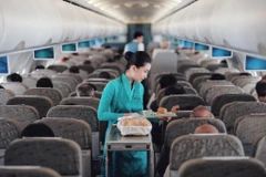 Từ ngày 15/5, Vietnam Airlines sẽ phục vụ trở lại suất ăn trên chuyến bay. (Ảnh: CTV/Vietnam+)