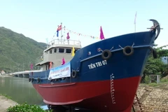 Tàu Tiên Tri 07 được hạ thủy thành công. (Ảnh: Nguyên Lý/TTXVN)