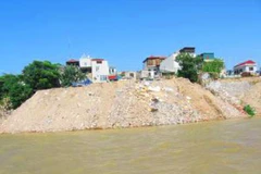 Nạn lấn chiếm đê sông Hồng lâu nay bị bỏ ngỏ "phạt cho tồn tại". (Ảnh: Internet) 