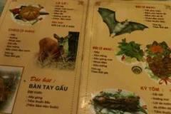 Một thực đơn "thịt thú rừng" một nhà hàng ở Thành phố Hồ Chí Minh. (Ảnh: Internet)