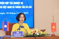 Tổng Giám đốc TTXVN Vũ Việt Trang phát biểu tại buổi hội đàm. (Ảnh: Tuấn Anh/TTXVN) 