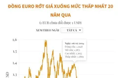 [Infographics] Đồng euro rớt giá xuống mức thấp nhất 20 năm qua
