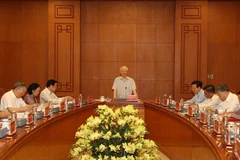 Tại cuộc họp, Tổng Bí thư Nguyễn Phú Trọng cho ý kiến chỉ đạo xử lý đối với các vụ án, vụ việc thuộc diện Ban Chỉ đạo theo dõi, chỉ đạo từ sau Phiên họp thứ 21 của Ban Chỉ đạo đến nay. (Ảnh: Trí Dũng/TTXVN) 