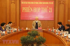 Tổng Bí thư Nguyễn Phú Trọng phát biểu kết luận Phiên họp thứ 21. (Ảnh: Trí Dũng/TTXVN) 