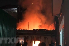 Hiện trường một vụ cháy ở Hà Nội. (Nguồn: TTXVN) 