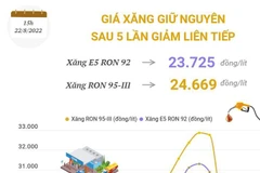 [Infographics] Giá xăng giữ nguyên sau 5 lần giảm liên tiếp