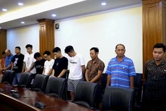 Các đối tượng bị Cục Cảnh sát Hình sự bắt giữ. (Ảnh: TTXVN phát)