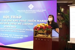 Bà Cao Thị Phi Vân, Phó Giám đốc ITPC phát biểu khai mạc hội thảo. (Ảnh: Xuân Anh/TTXVN)