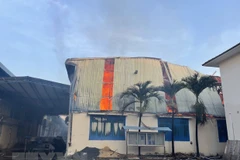 Hiện trường một vụ cháy xưởng sản xuất ở Bình Dương. (Ảnh: TTXVN phát)