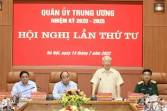 Hình ảnh Tổng Bí thư chủ trì Hội nghị Quân ủy Trung ương
