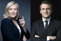 Đương kim Tổng thống Pháp Emmanuel Macron (phải) và thủ lĩnh đảng cực hữu Marine Le Pen (trái). (Ảnh: AFP/TTXVN)