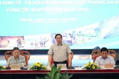 Thủ tướng Phạm Minh Chính chủ trì hội nghị tổng kết thực hiện Nghị quyết của Bộ Chính trị về phát triển vùng Tây Nguyên. (Ảnh: Dương Giang/TTXVN) 