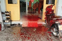 Hiện trường các đối tượng ném tiết canh lợn vào nhà phóng viên báo Tuổi trẻ. (Ảnh: Tuoitre.vn)