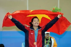 Võ sỹ Lê Bích Phương đem về huy chương vàng duy nhất cho Đoàn thể thao Việt Nam. (Nguồn: Quốc Khánh/TTXVN) 