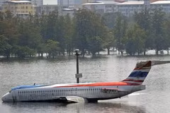 Cảnh ngập lụt tại sân bay Don Mueang. (Nguồn: Getty) 