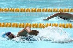 Các vận động viên tham gia môn bơi lội tại Hội Khỏe Phù Đổng toàn quốc – khu vực V. (Ảnh: Duy Khương/TTXVN)