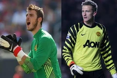 Lindegaard (phải) không ngừng nỗ lực để cạnh tranh với David de Gea. (Nguồn: Internet)