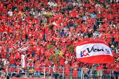 Các cổ động viên của Vicem Hải Phòng. (Nguồn: Quốc Khánh/TTXVN)