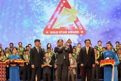 Các doanh nghiệp nhận giải thưởng Sao Vàng đất Việt 2013. (Ảnh: Tuấn Anh/TTXVN)