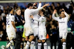 Các cầu thủ Tottenham vui mừng sau khi giành quyền đi tiếp tại Champions League. (Nguồn: Getty images)
