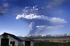 Cột khói bốc lên từ núi lửa Grimsvoetn. (Nguồn: AFP)