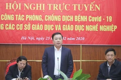 Giám đốc Sở Giáo dục và Đào tạo thành phố Hà Nội Chử Xuân Dũng phát biểu tại hội nghị. (Ảnh: Thanh Tùng/TTXVN)