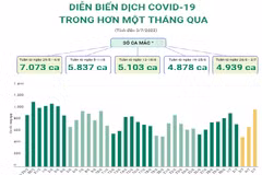 Diễn biến dịch COVID-19 trong hơn một tháng qua.