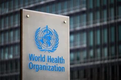 Biểu tượng của Tổ chức Y tế Thế giới tại Geneva, Thụy Sĩ. (Ảnh: AFP/TTXVN)