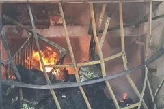 Hiện trường vụ cháy ở Ninh Thuận. (Ảnh: Nguyễn Thành/TTXVN)