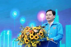 Bí thư thứ nhất Trung ương Đoàn Nguyễn Anh Tuấn phát biểu khởi động Tháng Thanh niên năm 2022. (Nguồn: Doanthanhnien.vn)