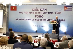 Thủ tướng nước Cộng hòa Cuba Manuel Marrero Cruz phát biểu tại diễn đàn. (Ảnh: An Đăng/TTXVN)