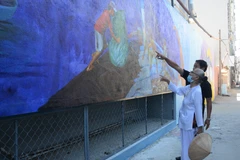 Người dân địa phương tham quan đường tranh. (Ảnh: Văn Dũng/TTXVN)