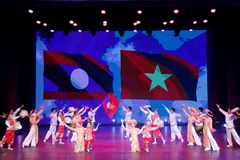 Một tiết mục tại buổi tổng duyệt. (Ảnh: Phạm Kiên/TTXVN)