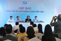 Quang cảnh buổi họp báo giới thiệu Giải thưởng Cánh diều 2021. (Ảnh: Tiên Minh/TTXVN)