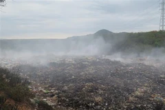 Khu xử lý rác thải cũ của huyện Ngọc Hồi đã quá tải, gây ô nhiễm môi trường. (Ảnh: Dư Toán/TTXVN)