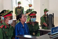 Nói lời sau cùng trước khi Hội đồng xét xử, bị cáo bị cáo Nguyễn Thị Kim Hạnh một mực kêu oan. (Ảnh: Công Mạo/TTXVN)