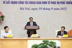 Thủ tướng Phạm Minh Chính phát biểu tại hội nghị. (Ảnh: Dương Giang/TTXVN)