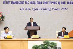 Thủ tướng Phạm Minh Chính phát biểu tại hội nghị. (Ảnh: Dương Giang/TTXVN)