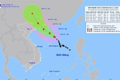 Bản đồ đường đi của bão số 1 trên Biển Đông. (Ảnh: TTXVN phát)