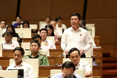 Bộ trưởng Bộ Công Thương Nguyễn Hồng Diên trả lời để làm rõ các nội dung các câu hỏi có liên quan do các đại biểu quốc hội đặt ra. (Ảnh: An Đăng/TTXVN)