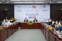 Quang cảnh Lễ khởi động dự án Trung tâm ENSURE. (Ảnh: Quốc Dũng/TTXVN)