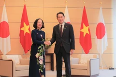 Bà Trương Thị Mai, Ủy viên Bộ Chính trị, Bí thư Trung ương Đảng, Trưởng Ban Tổ chức Trung ương, Chủ tịch Nhóm Nghị sĩ hữu nghị Việt Nam-Nhật Bản hội kiến với Chủ tịch Đảng Dân chủ Tự do, Thủ tướng Nhật Bản Fumio Kishida. (Ảnh: Bùi Đức Thịnh/TTXVN)