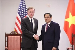 Thủ tướng Phạm Minh Chính tiếp Cố vấn An ninh Quốc gia Hoa Kỳ Jake Sullivan. (Ảnh: Dương Giang/TTXVN)