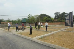 Nhiều người tìm đến các khu phân lô trên địa bàn huyện Thạch Thất để xem mua đất. (Ảnh: Mạnh Khánh/TTXVN)