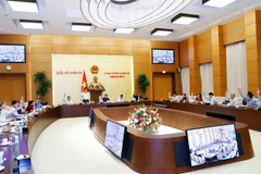 Ủy ban Thường vụ Quốc hội biểu quyết dự thảo Nghị quyết. (Ảnh: Doãn Tấn/TTXVN)