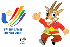 Biểu trưng Cánh chim bay lên-bàn tay chữ V và linh vật (Sao La) của SEA Games 31.