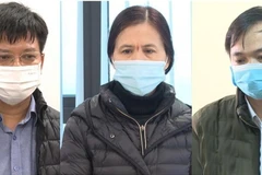 Các bị can Nguyễn Huy Thao, Nguyễn Thị Song Hà, Nguyễn Văn Cao (từ trái qua). (Ảnh: Công an tỉnh Bắc Giang)