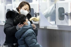 Nhân viên y tế lấy mẫu xét nghiệm COVID-19 cho người dân tại Seoul, Hàn Quốc. (Ảnh: THX/TTXVN)