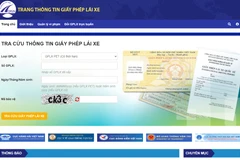 Giao diện trang web chính thức để tra cứu thông tin giấy phép lái xe.